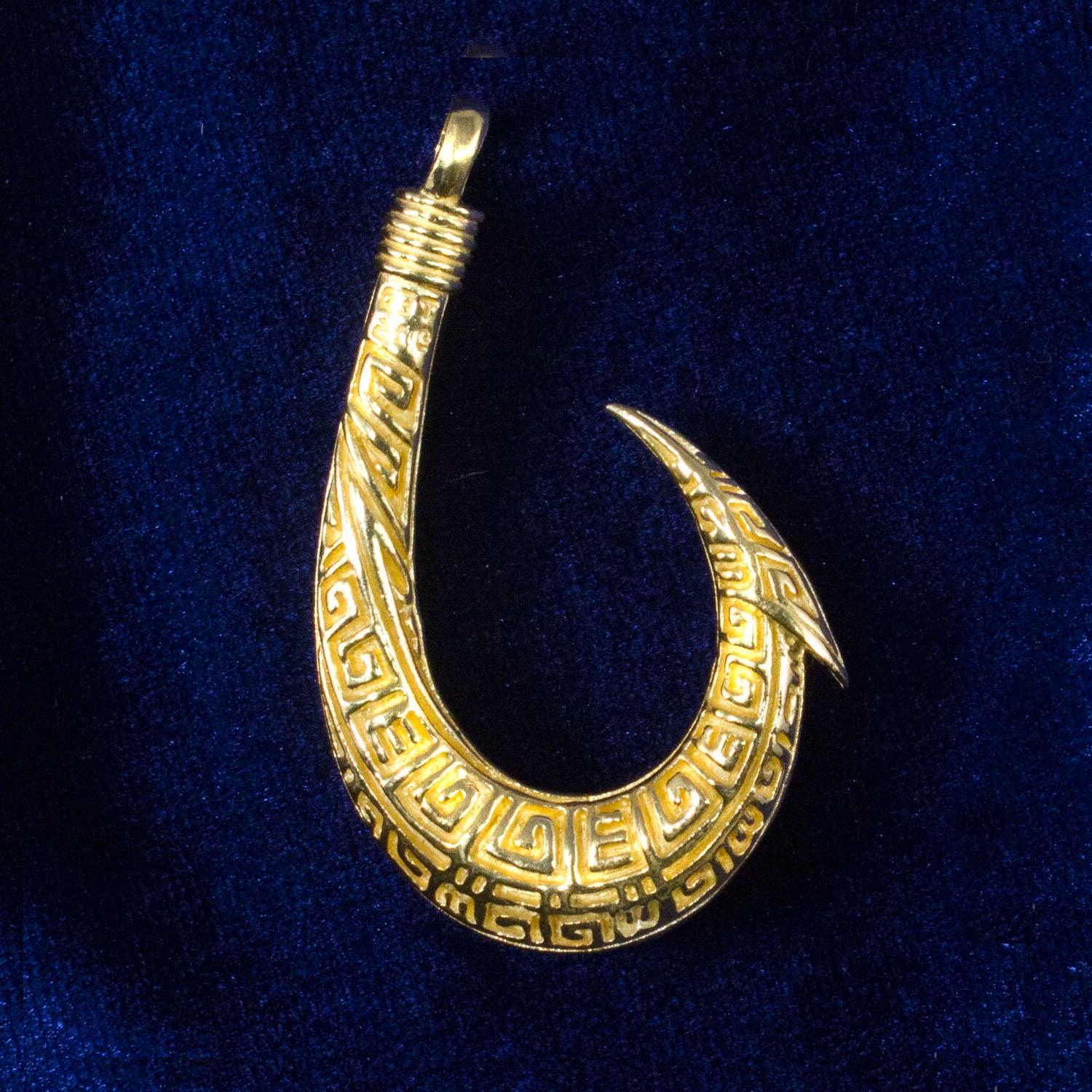 Tribal Collection - Gold Polynesian Hook Pendant. 18K Gold Vermeal